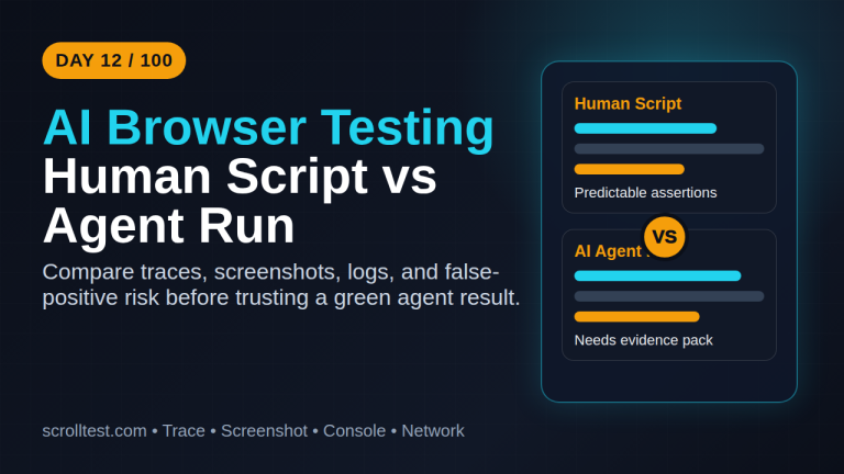 AI browser testing human script vs agent run comparison featured image