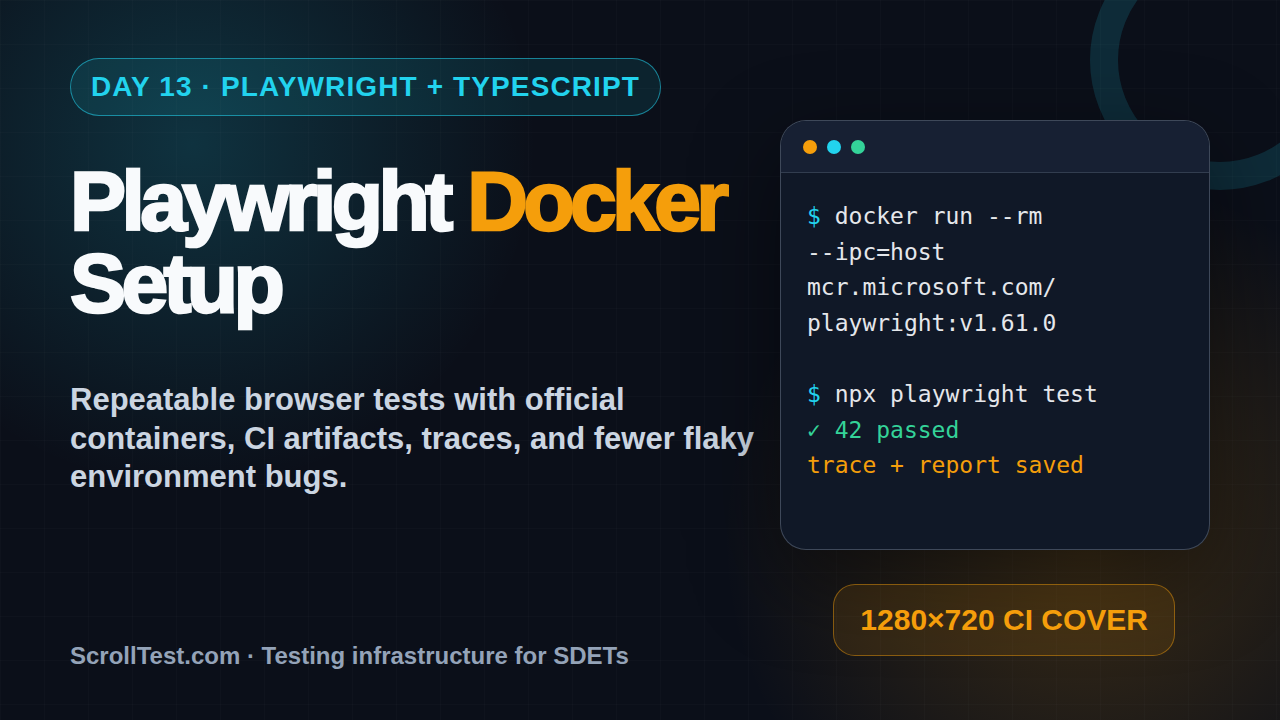 Playwright Docker featured image for Day 13 TypeScript tutorial