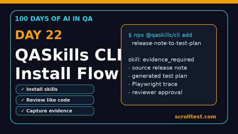 QASkills CLI install flow featured image for AI QA teams