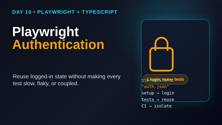 Playwright authentication Day 10 featured image with storageState login flow