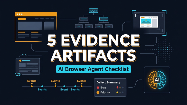 AI browser agent evidence checklist featured image showing 5 evidence artifacts