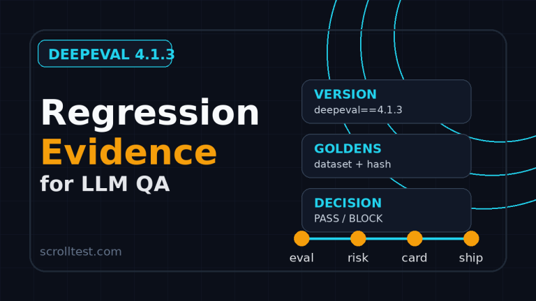 DeepEval regression evidence featured image for LLM QA release decisions