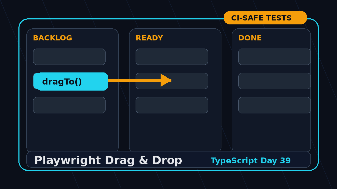 Playwright drag and drop testing with TypeScript Kanban dragTo featured image