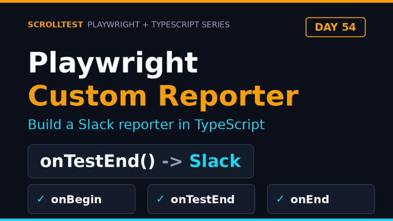Playwright custom reporter featured image: Slack alerts from onTestEnd in TypeScript